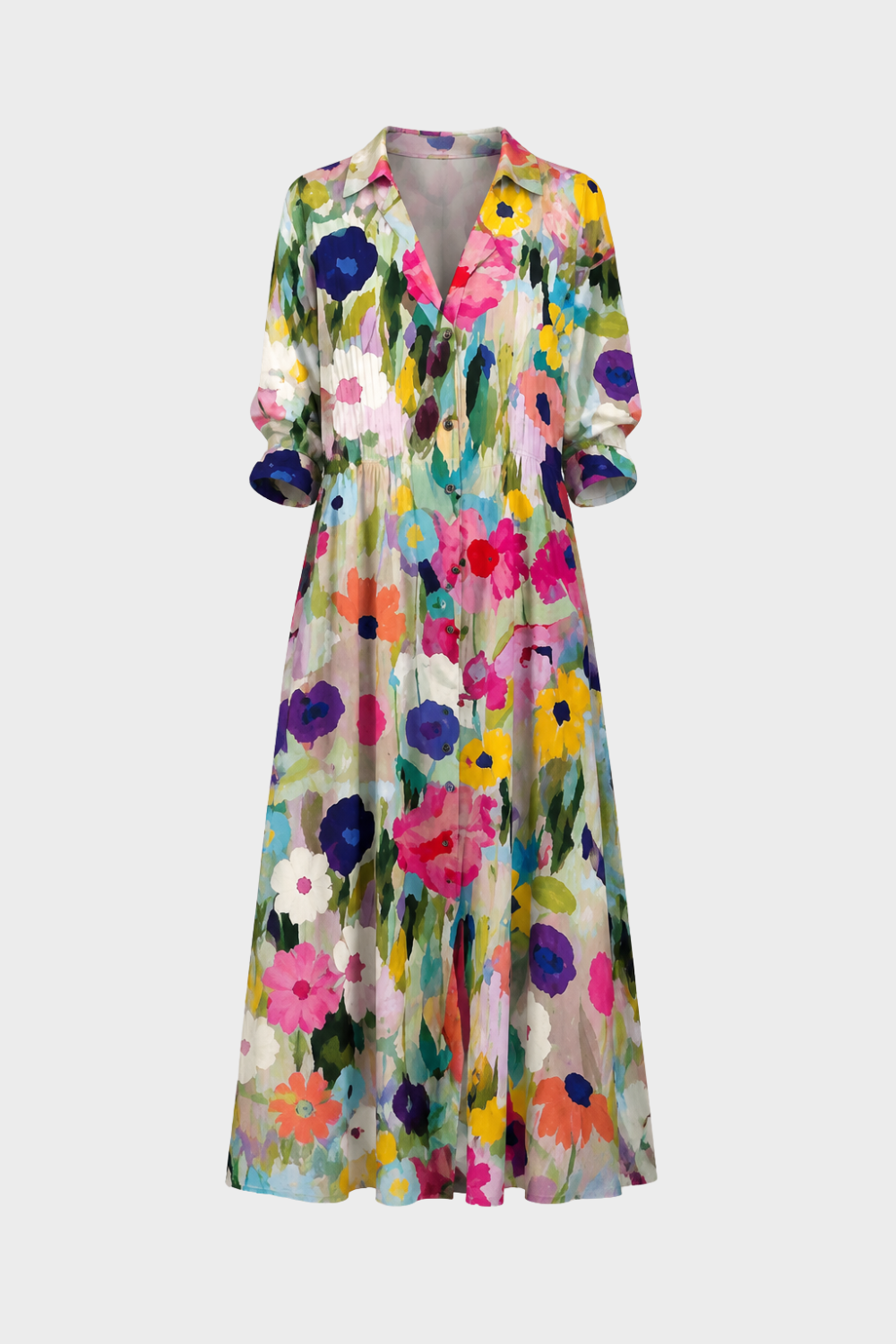 Damen Boho Hemdblusenkleid | Maxi