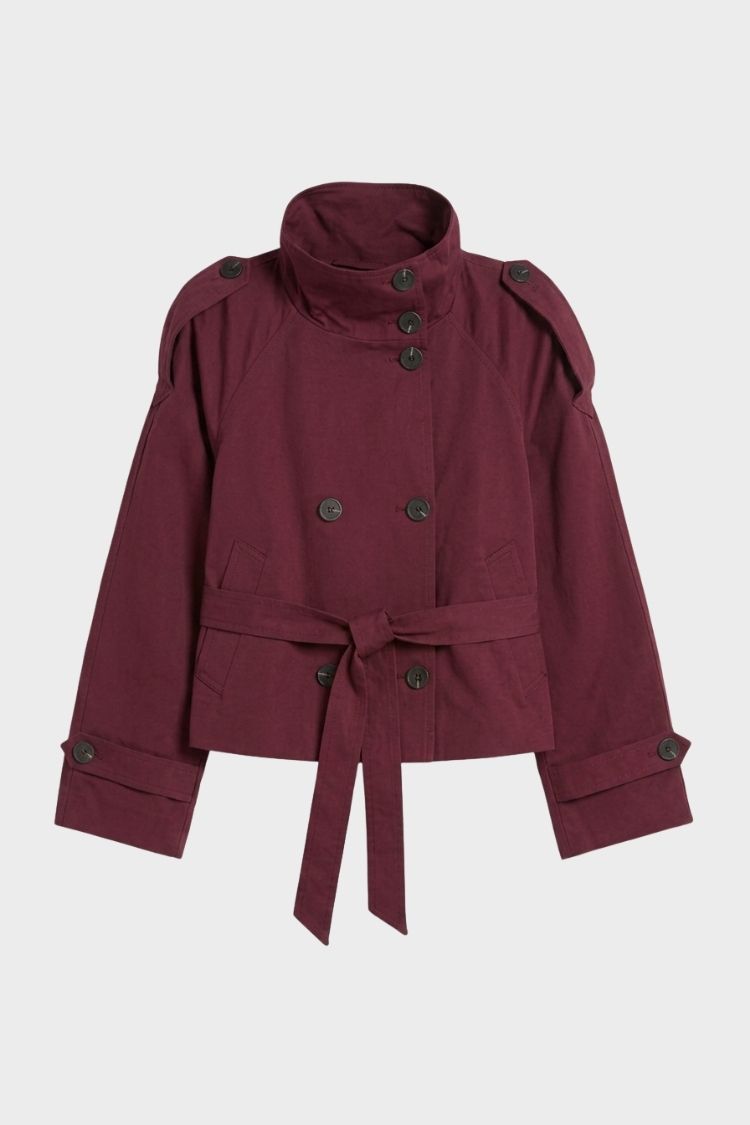 Damen Kurze Trenchjacke | Doppelknöpfe & Taillenband
