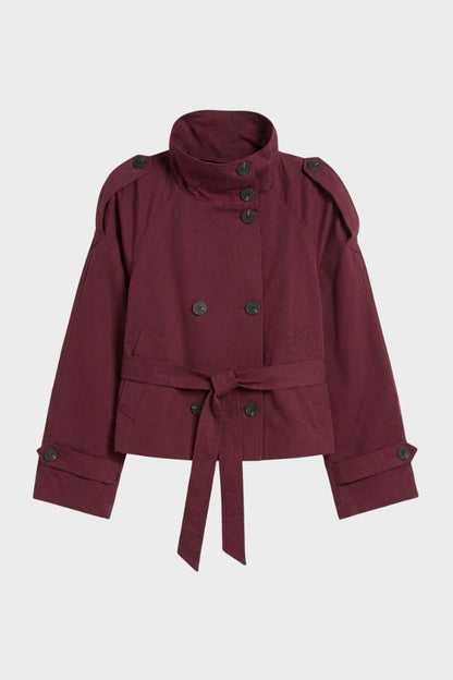 Damen Kurze Trenchjacke | Doppelknöpfe & Taillenband