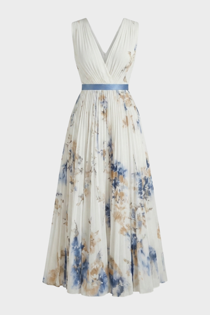 Damen Falten Maxikleid | Floral