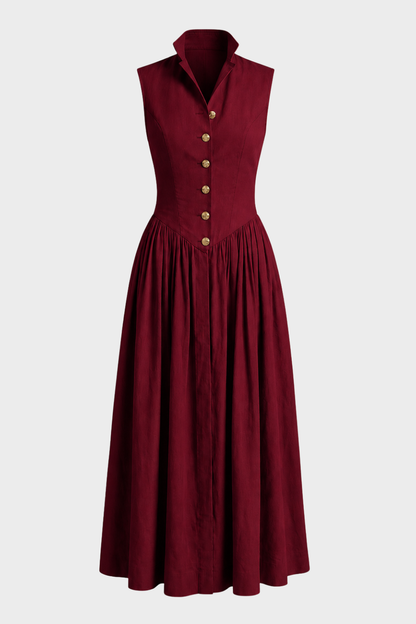 Damen Kragen Sommerkleid | Ärmellos