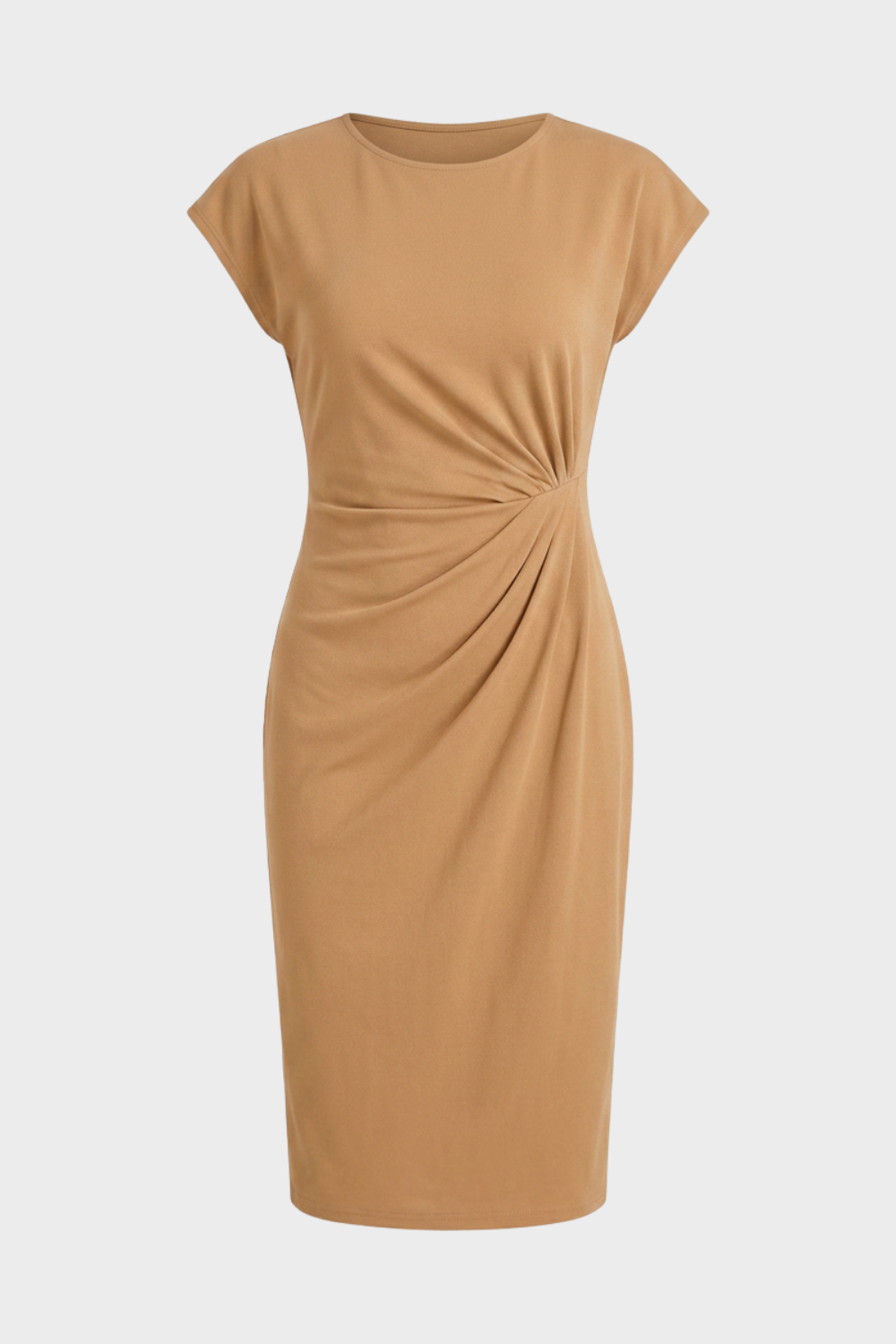 Damen Gerafftes Midikleid | Flügelärmel