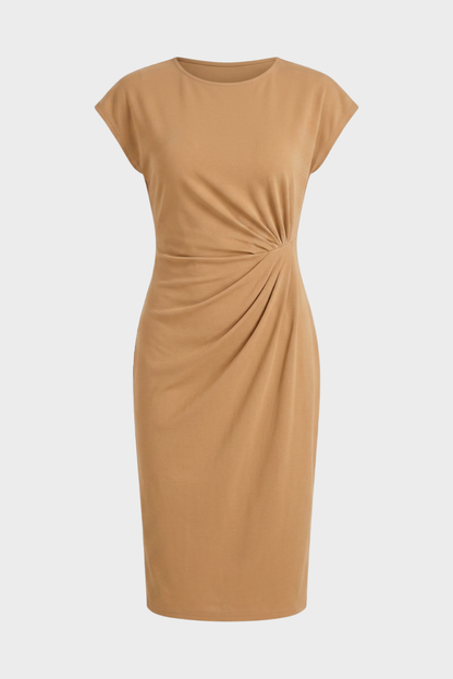 Damen Gerafftes Midikleid | Flügelärmel