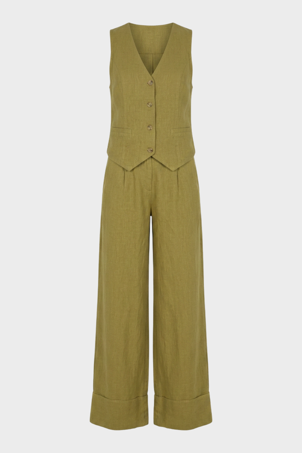 Damen Hosenanzug Set | Weste & Weite Hose