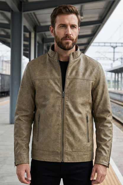 Herren Jacke mit Stehkragen und Reißverschluss