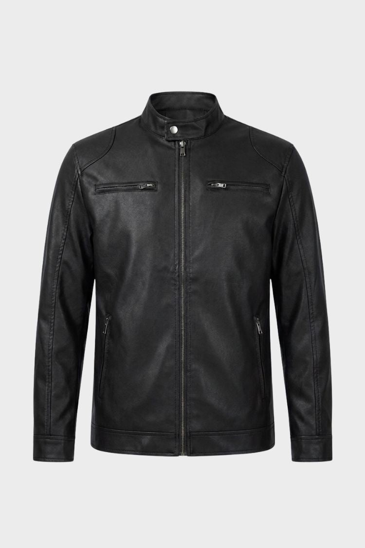 Herren Bikerjacke | Stehkragen & Reißverschlusstaschen