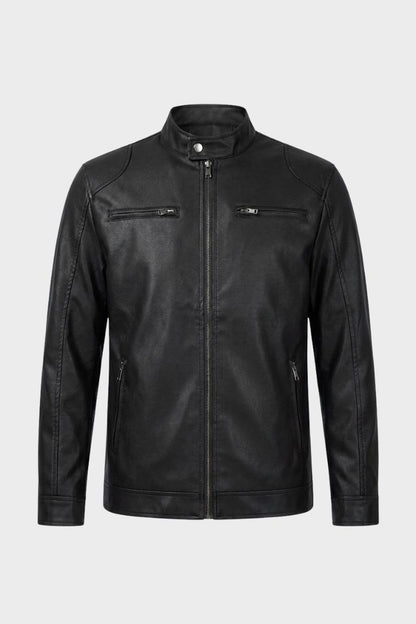 Herren Bikerjacke | Stehkragen & Reißverschlusstaschen