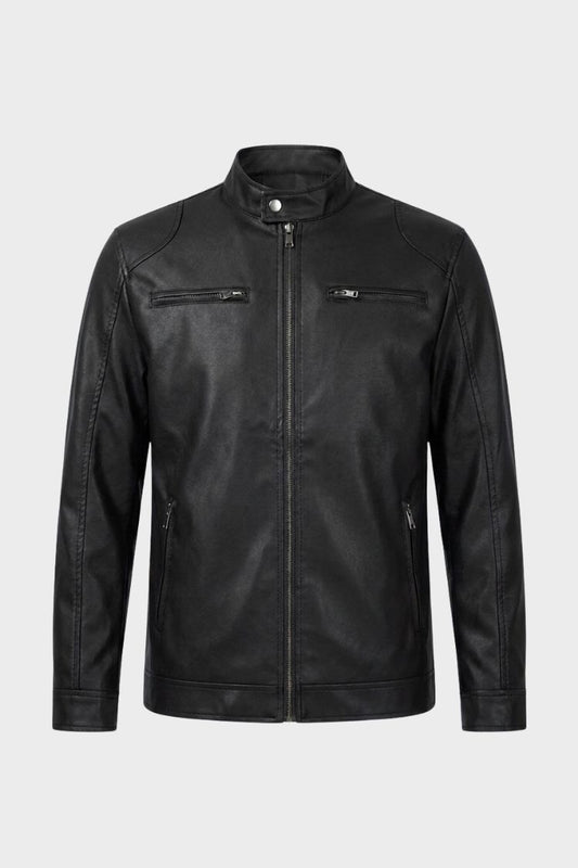Herren Bikerjacke | Stehkragen & Reißverschlusstaschen