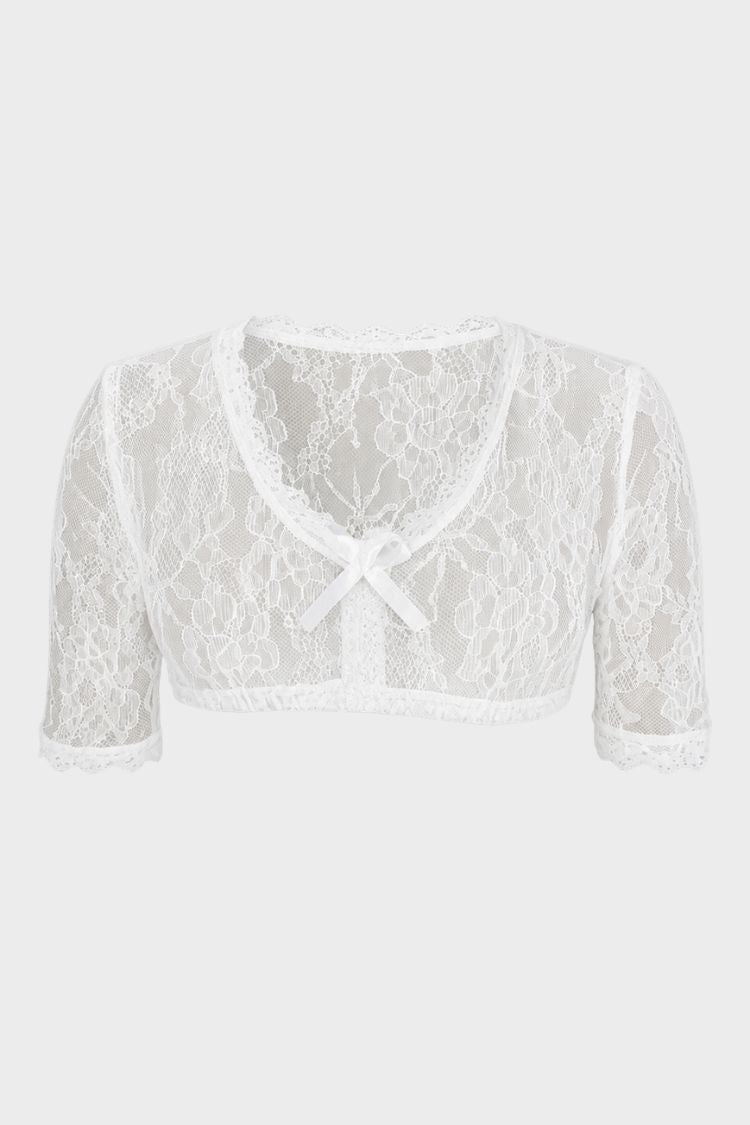 Damen Dirndlbluse mit Blumenmuster | Tiefer Ausschnitt