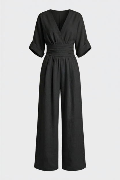Damen Weites Jumpsuit | Wickel V-Ausschnitt