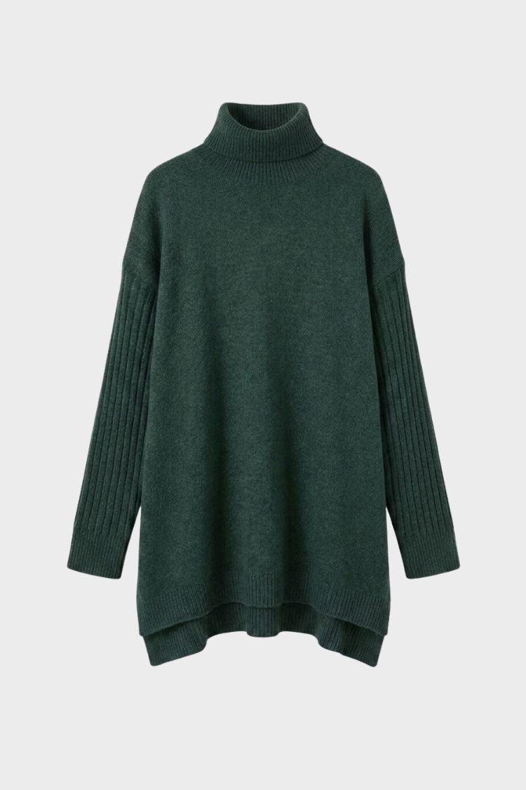 Damen Langer Rollkragenpullover | Asymmetrischer Saum