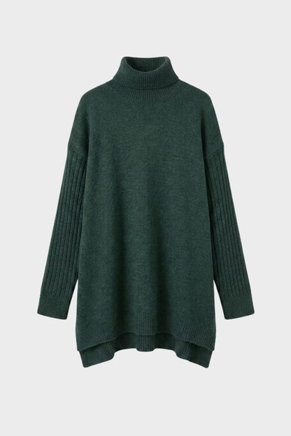 Damen Langer Rollkragenpullover | Asymmetrischer Saum