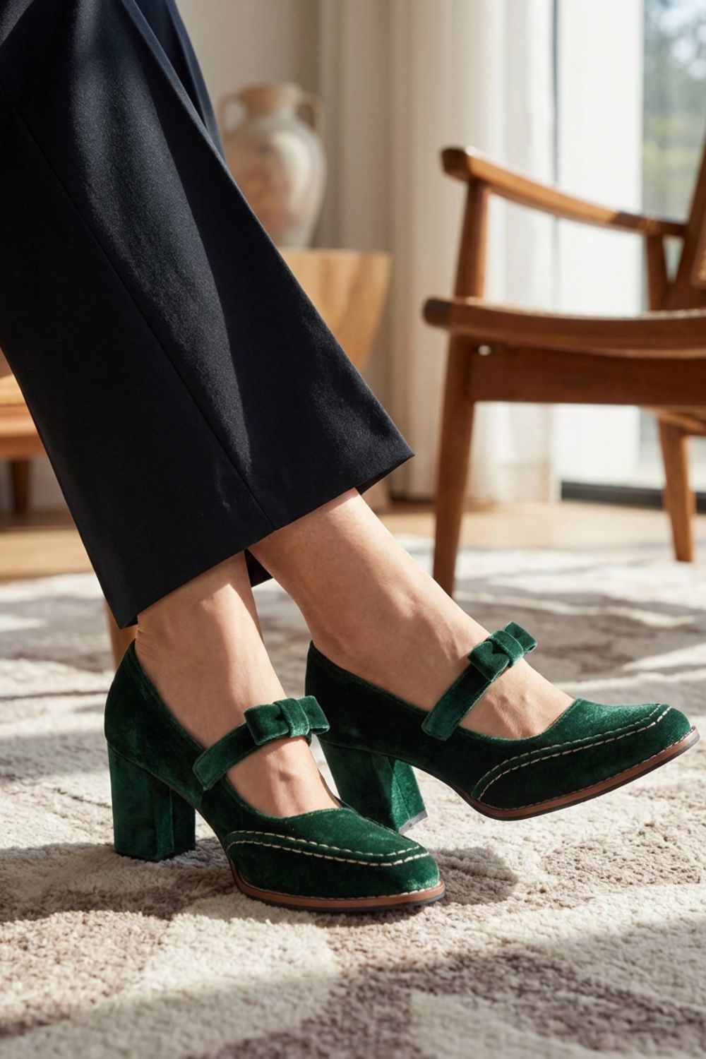 Damen Mary Jane Pumps | Samt