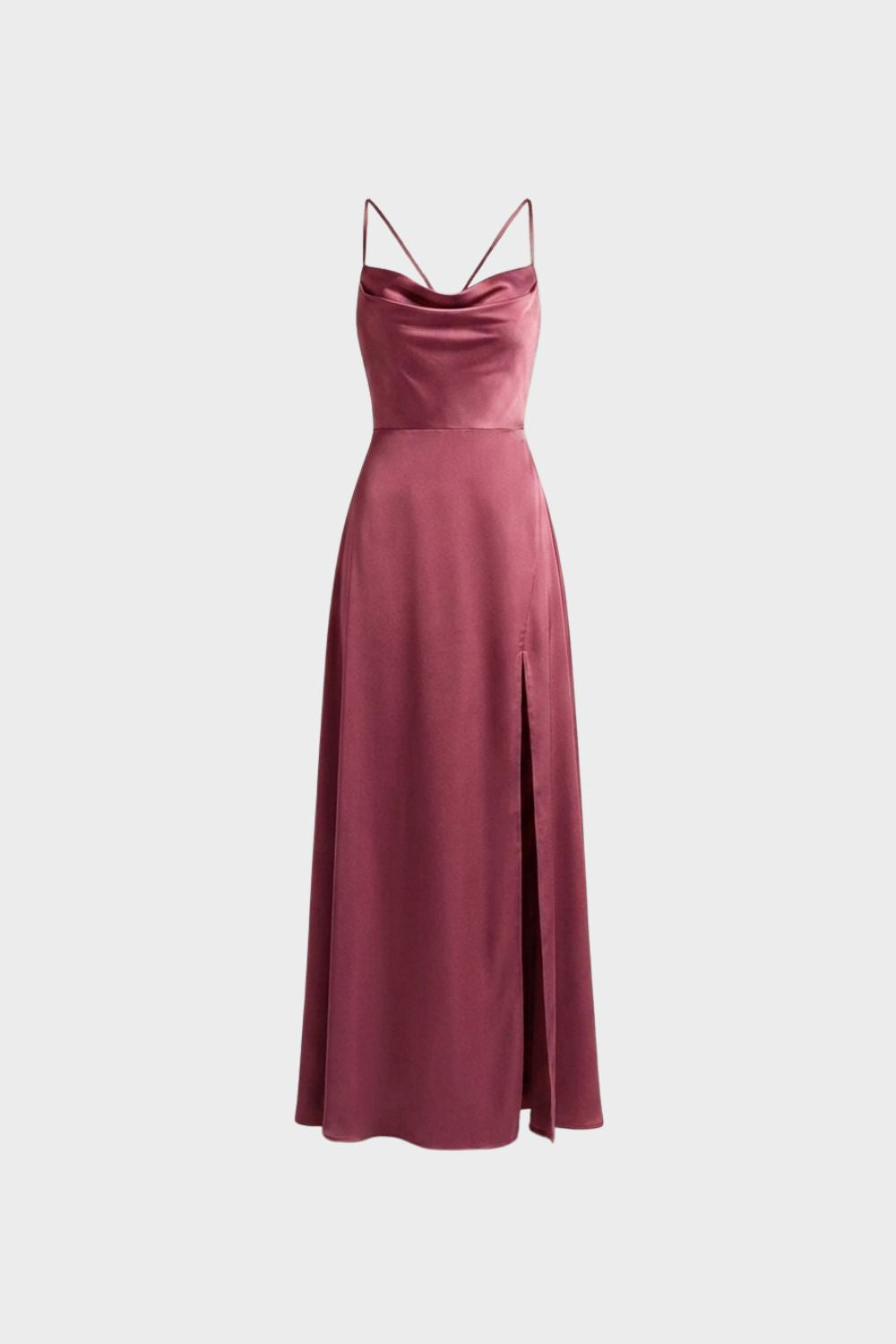 Damen Satin Abendkleid | Schlitz