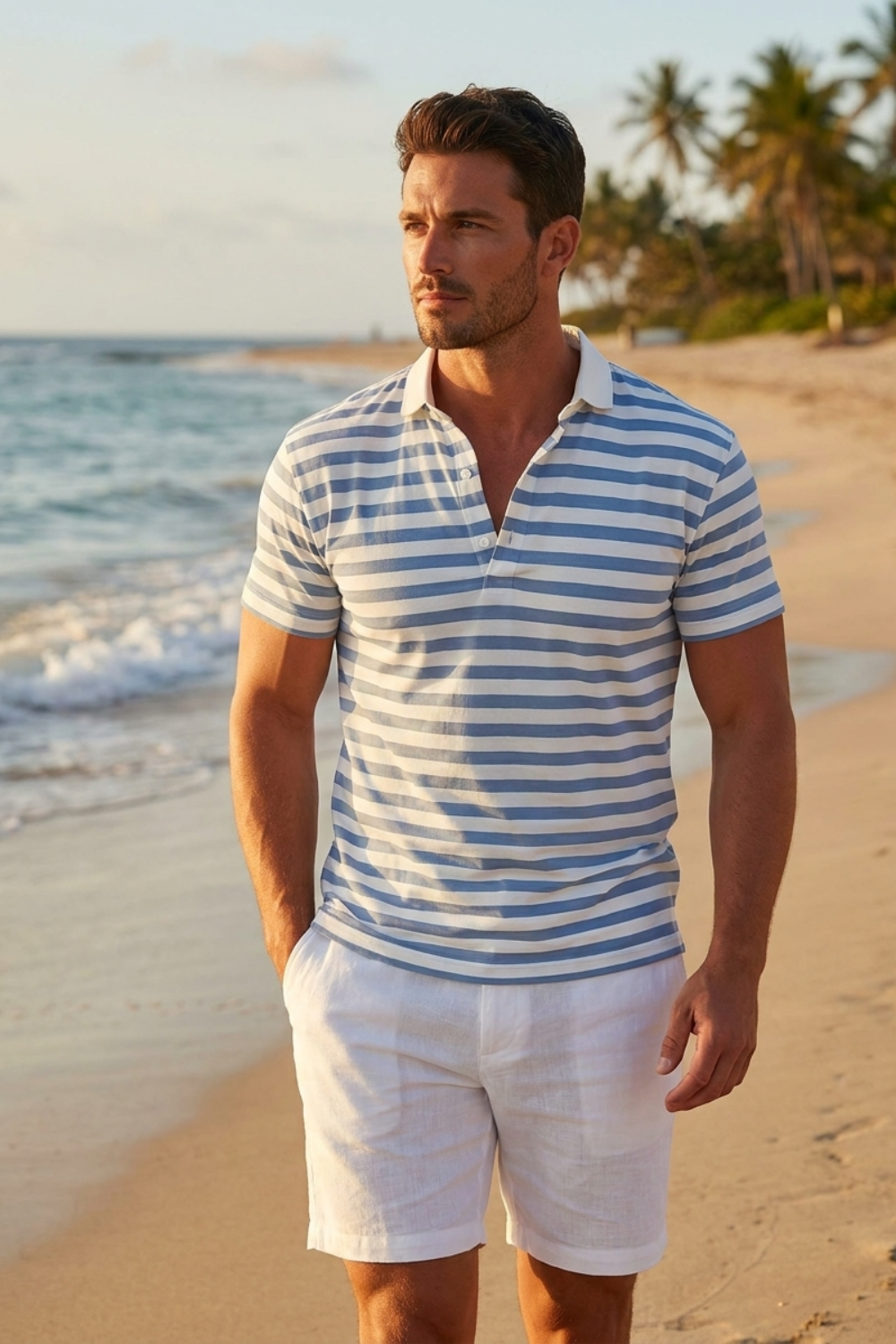 Herren Gestreiftes Polohemd | Klassischer Kragen