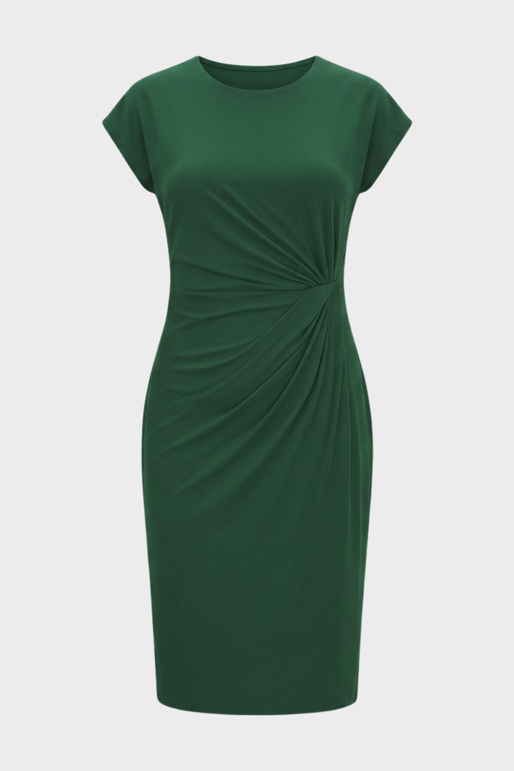 Damen Gerafftes Midikleid | Flügelärmel