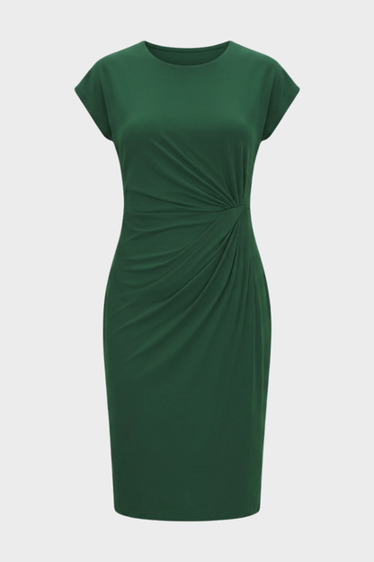 Damen Gerafftes Midikleid | Flügelärmel