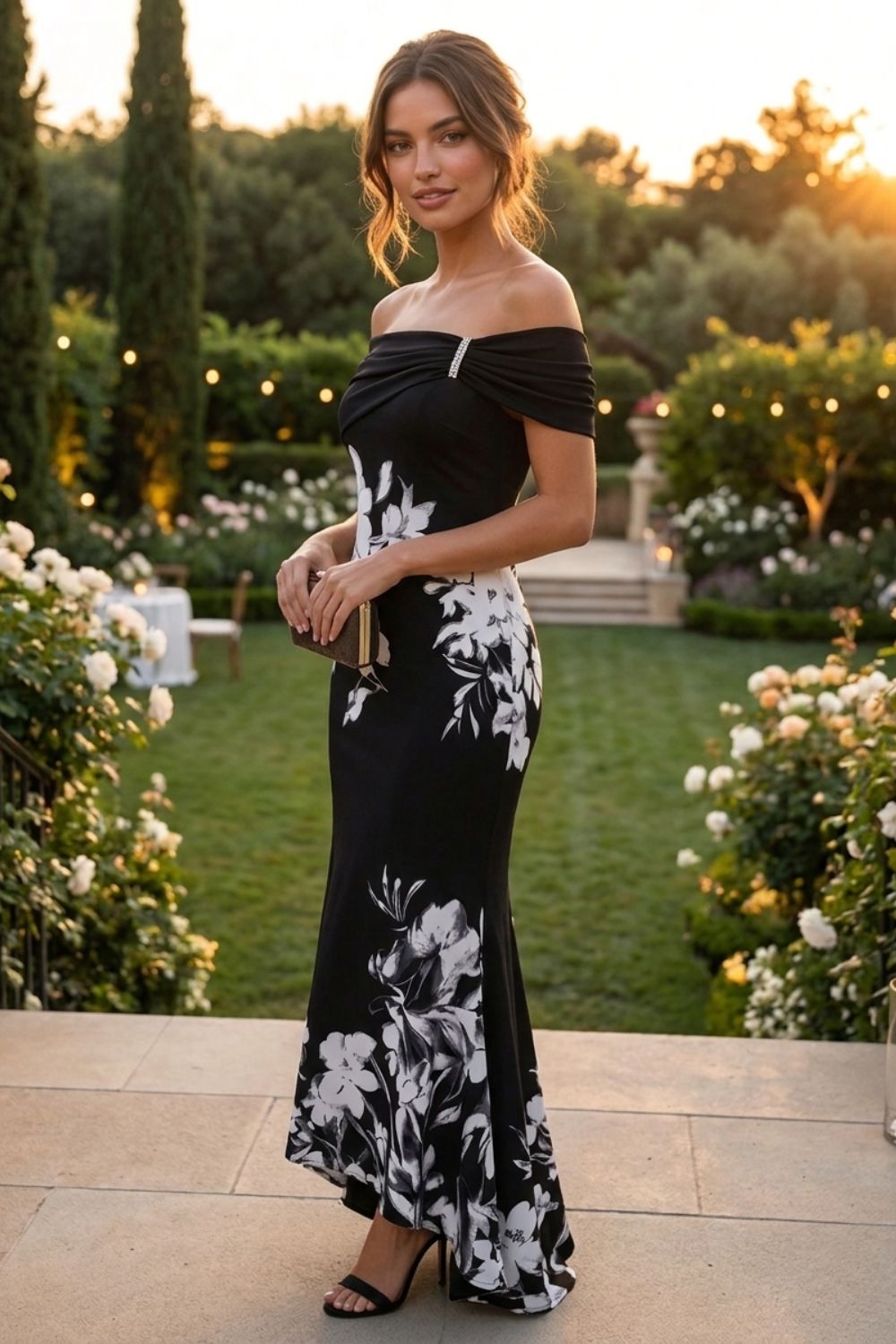 Damen Bardot Midikleid | Floral