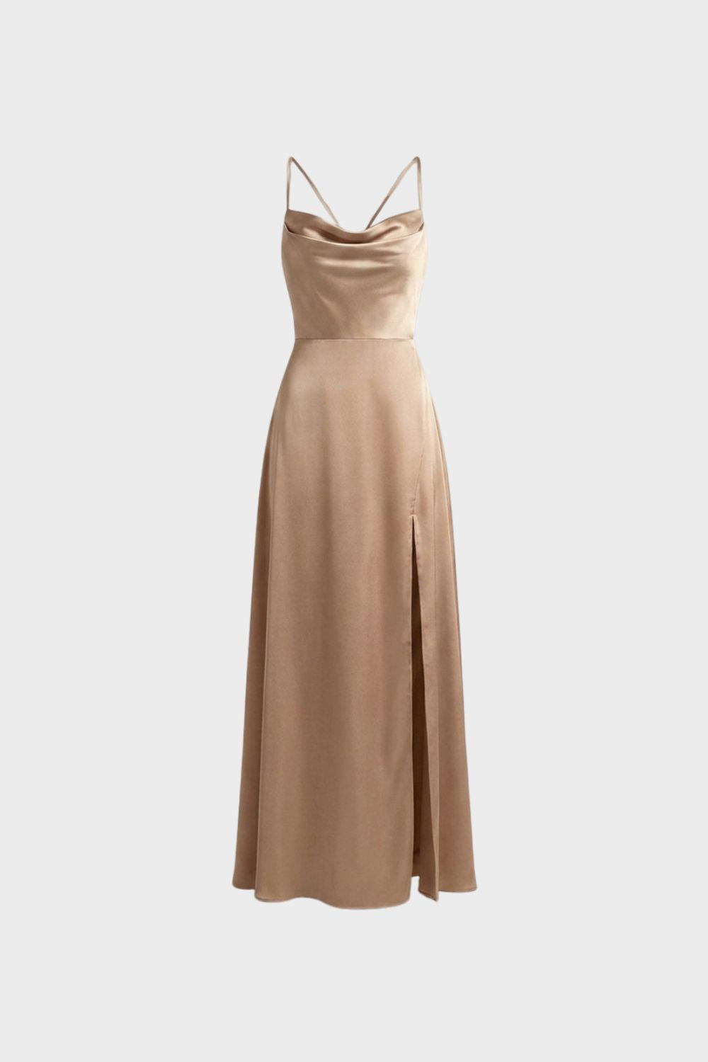 Damen Satin Abendkleid | Schlitz