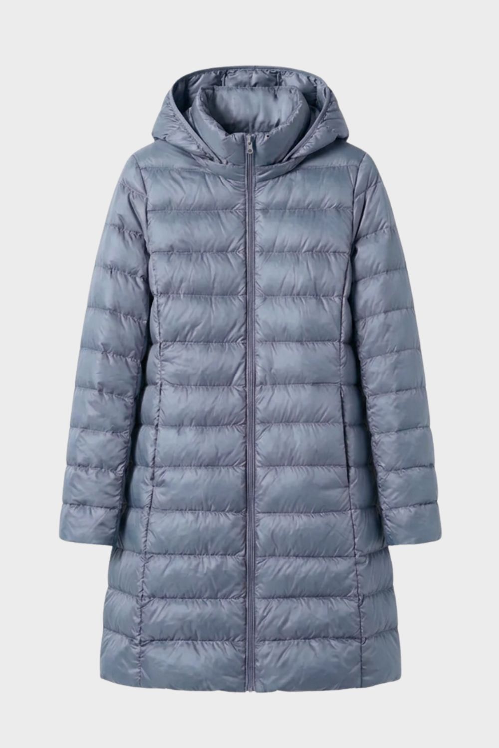 Damen Lange Steppjacke | Kapuze & Verlängerte Silhouette