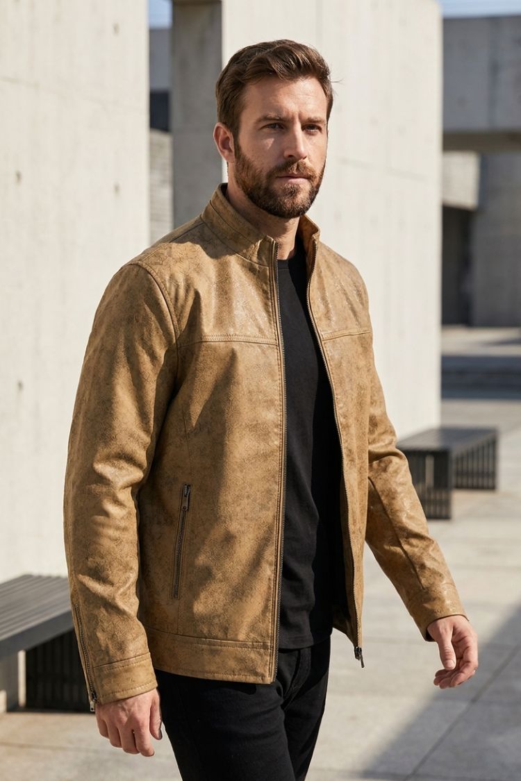 Herren Jacke mit Stehkragen und Reißverschluss