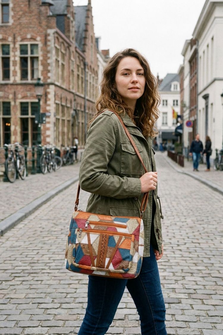 Damen Gemusterte Schultertasche | Verstellbarer Riemen