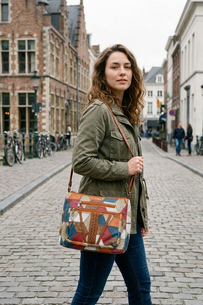 Damen Gemusterte Schultertasche | Verstellbarer Riemen