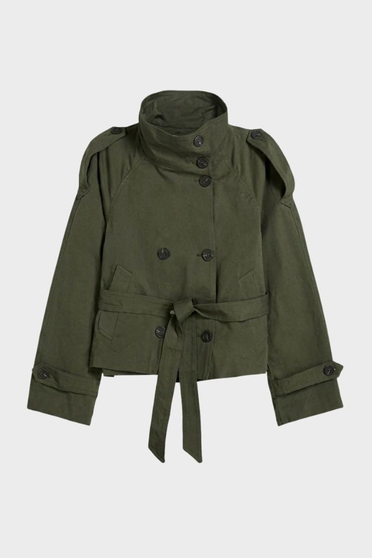 Damen Kurze Trenchjacke | Doppelknöpfe & Taillenband