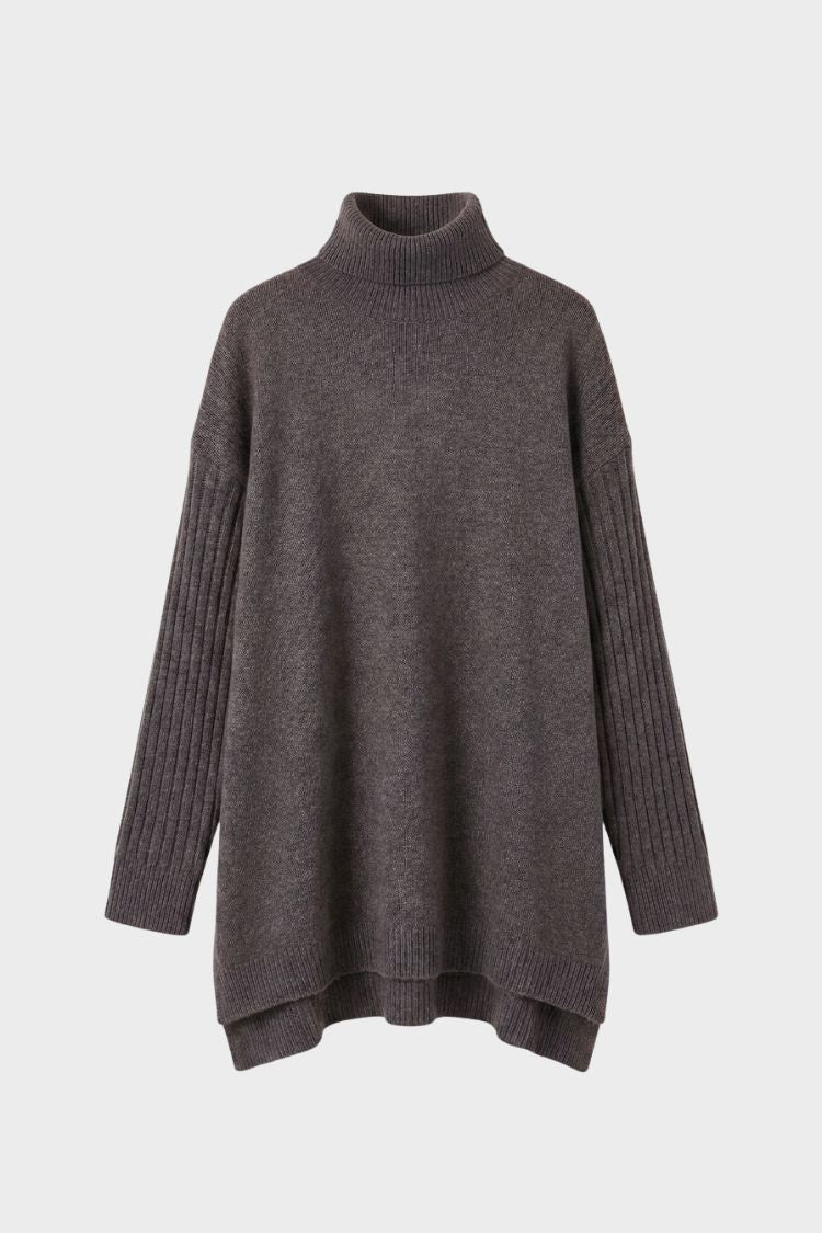 Damen Langer Rollkragenpullover | Asymmetrischer Saum
