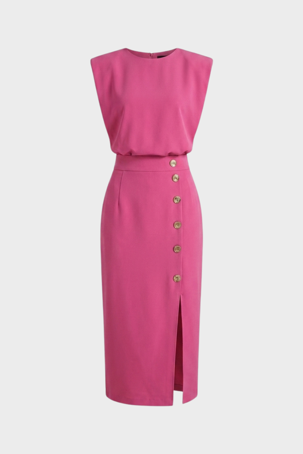 Damen Midikleid Knopf | Ärmellos