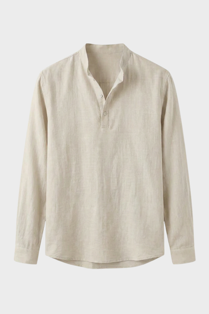 Herren Henley Langarmshirt | Stehkragen