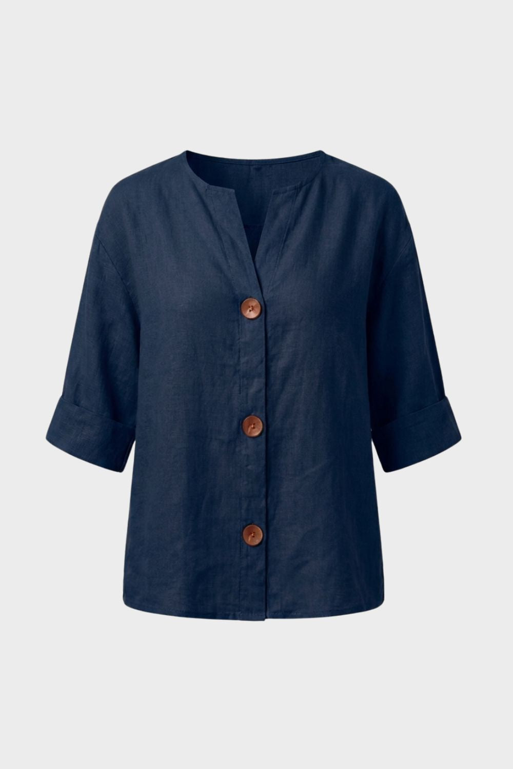 Damen Leinenbluse | Legere Knöpfe