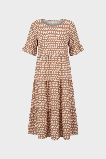 Damen Florales Midikleid | Puffärmel