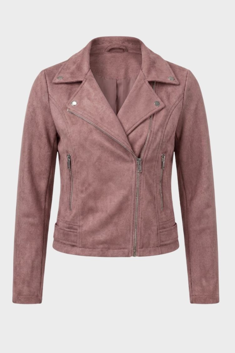 Lederjacke Damen Bikerjacke mit Reißverschluss