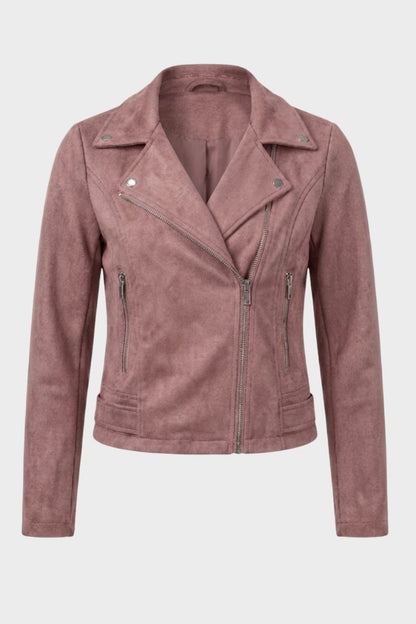 Lederjacke Damen Bikerjacke mit Reißverschluss