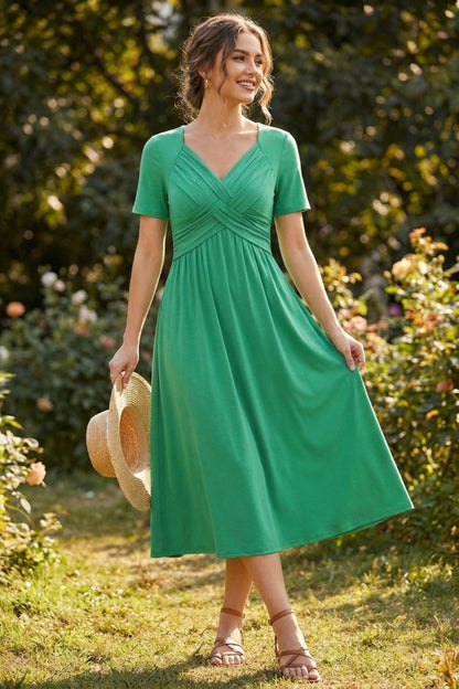 Damen Wickel Midikleid | Bauchweg