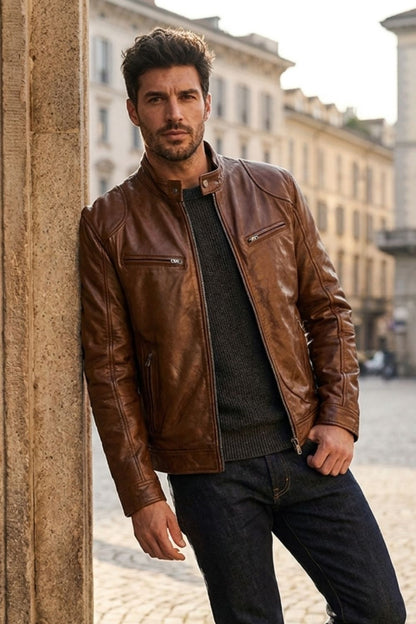 Herren Moto-Freizeitjacke | Stehkragen & Geradliniger Zipper