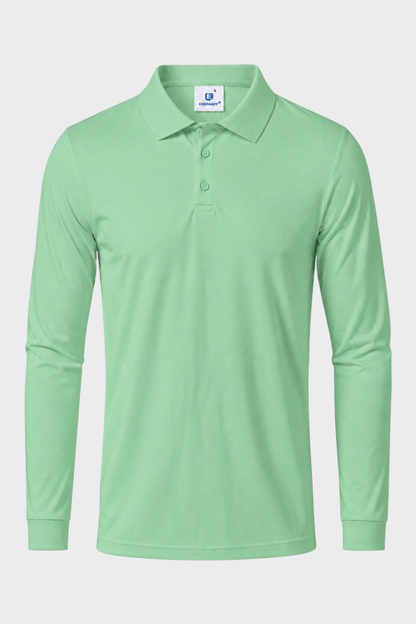 Herren Poloshirt Langarm mit Knopfleiste