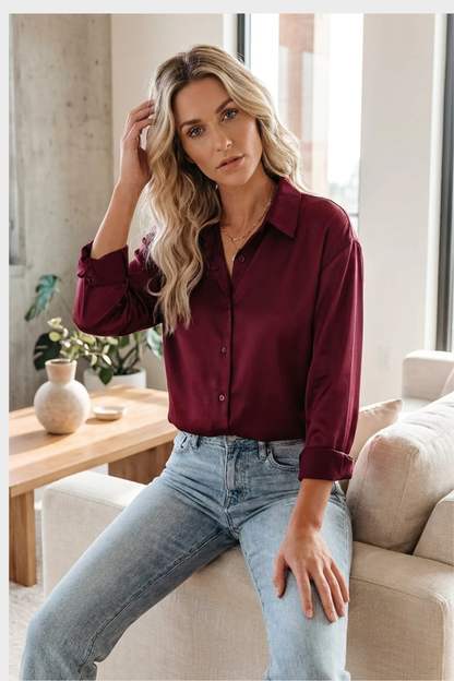 Damen Satin Bluse | Klassisch