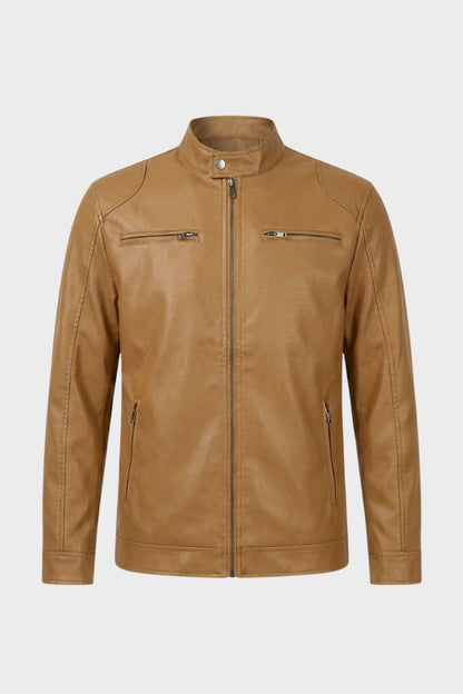 Herren Bikerjacke | Stehkragen & Reißverschlusstaschen