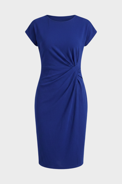 Damen Gerafftes Midikleid | Flügelärmel