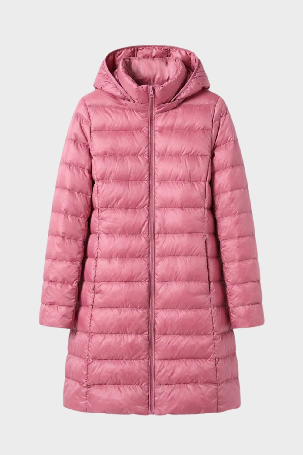 Damen Lange Steppjacke | Kapuze & Verlängerte Silhouette