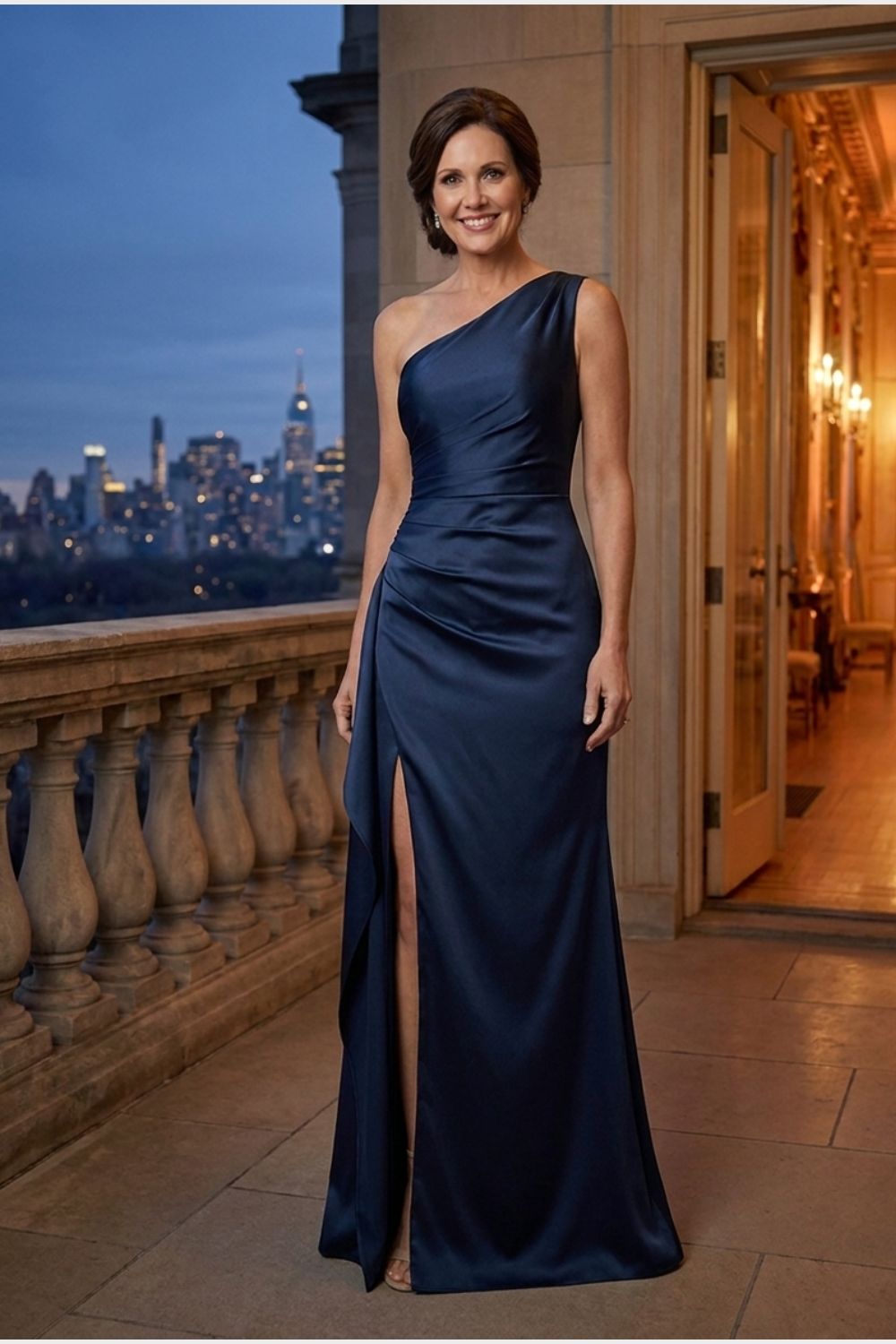 Damen One-Shoulder Kleid | Schlitz