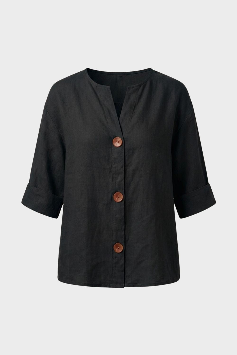 Damen Leinenbluse | Legere Knöpfe