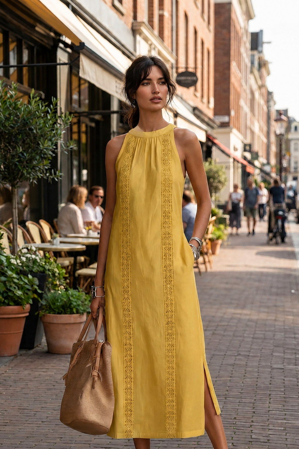 Damen Spitzen Maxikleid | Ärmellos
