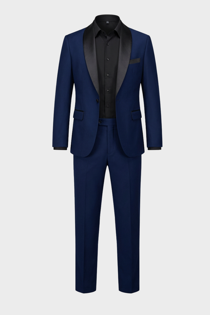 2-teiliger Smoking Herrenanzug Slim Fit – Satin-Schalkragen