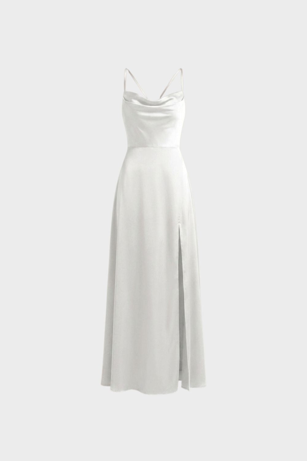 Damen Satin Abendkleid | Schlitz
