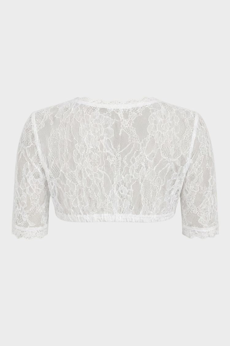Damen Dirndlbluse mit Blumenmuster | Tiefer Ausschnitt