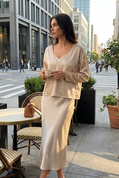 Damen Satin Midikleid | Twin-Set
