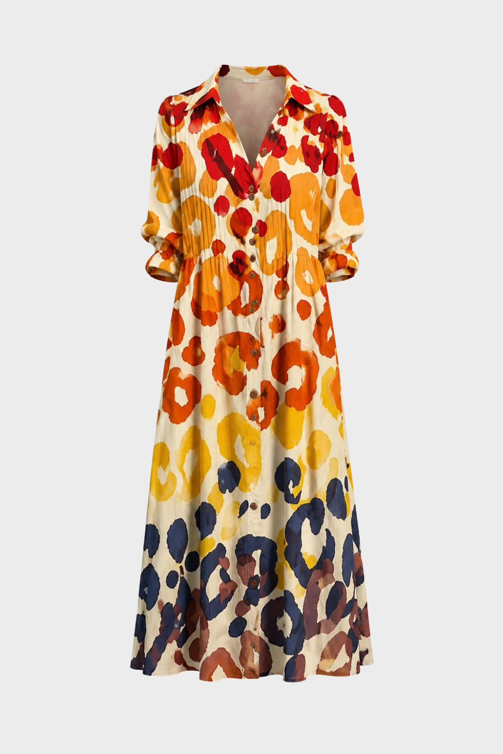 Damen Boho Hemdblusenkleid | Maxi